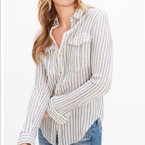 MOTHER The Cadet Striped Button Down Shirt